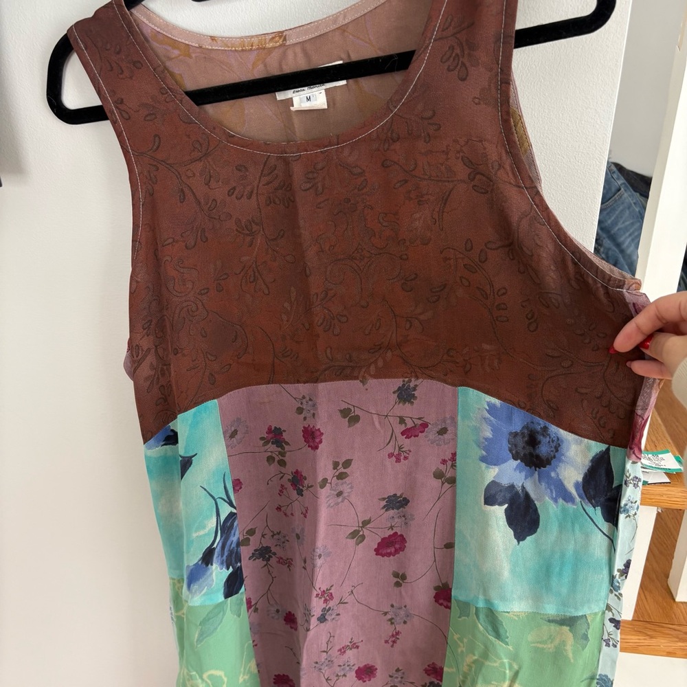 Citron Santa Monica floral Maxi Dress Size Medium color block patchwork vintage - Picture 4 of 12